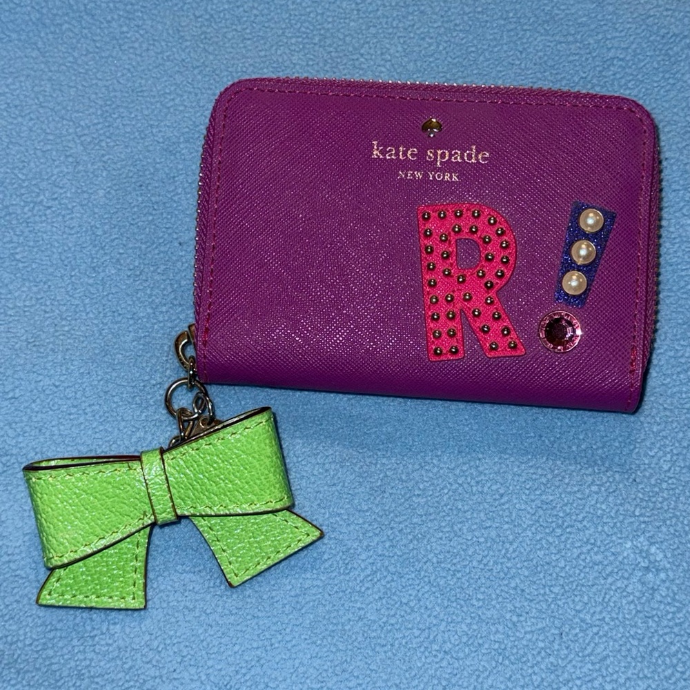 Kate Spade Vibrant Purple Wallet with Green Bow